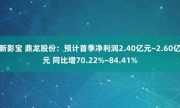 新影宝 鼎龙股份：预计首季净利润2.40亿元~2.60亿元 同比增70.22%~84.41%